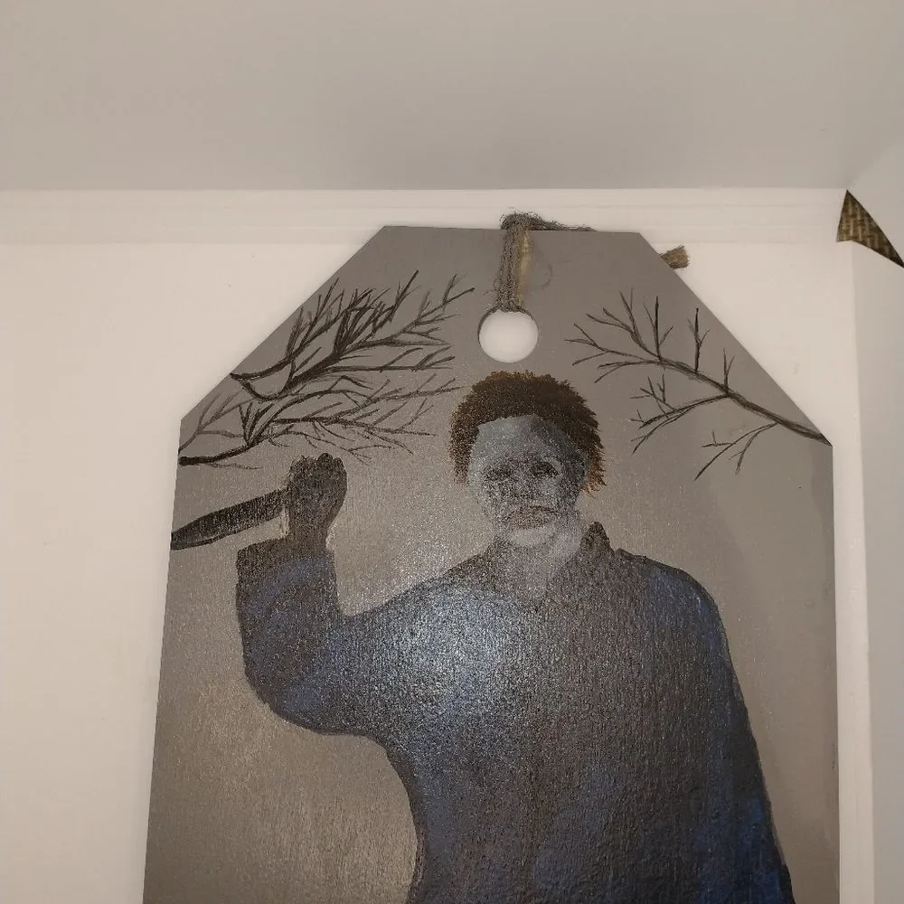 Hand Crafted Michael Myers Art Painting On Wood 13x8